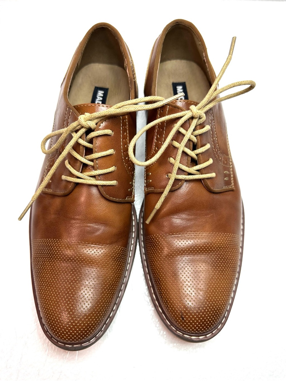Steve Madden Alk Cognac Perforated Lace-Up Oxford Dress Shoes 10M